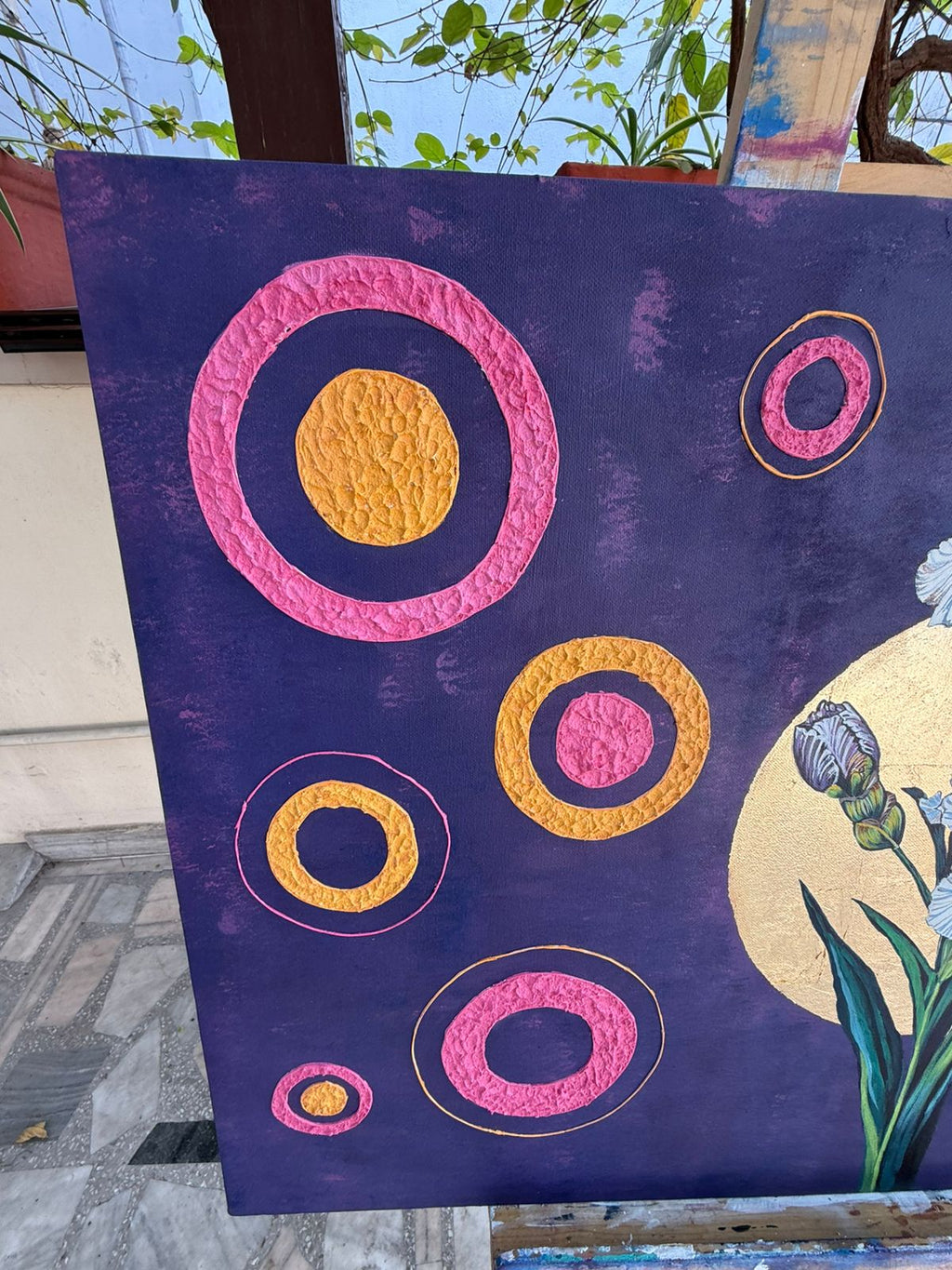 Sacred Blossom,36*24 inch, Original,Hand-painted ,stretched canvas