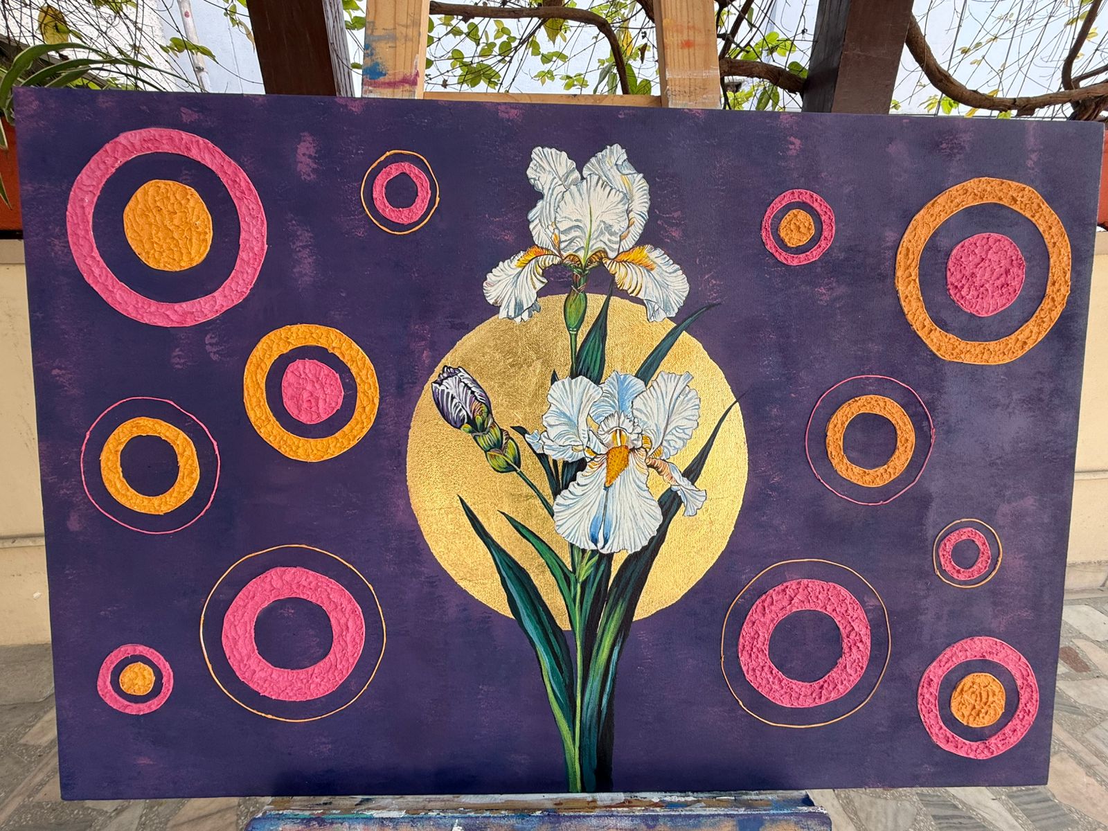 Sacred Blossom,36*24 inch, Original,Hand-painted ,stretched canvas