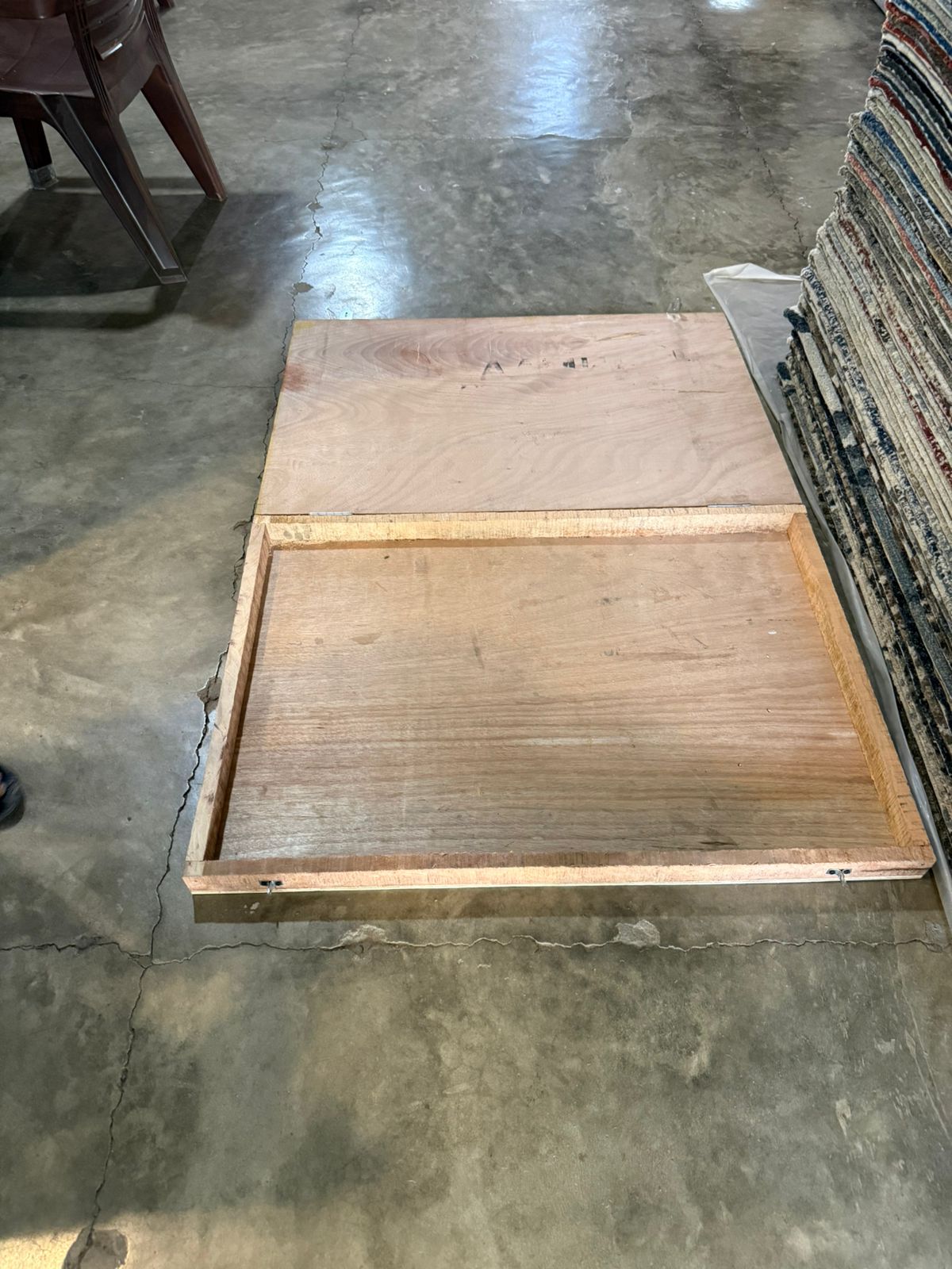 Blue blossom floral painting-gold geometric design,36*24,Panel Canvas