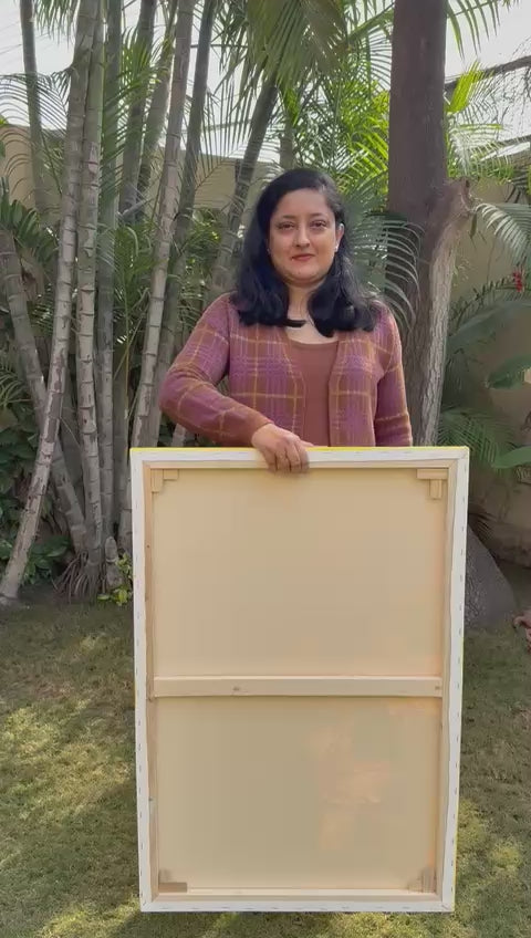 Floral Butterfly painting, Gold foil, Mixed Media on Canvas,36*24