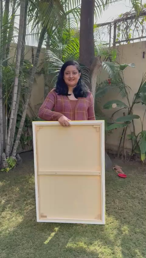 Floral Butterfly painting, Gold foil, Mixed Media on Canvas,36*24